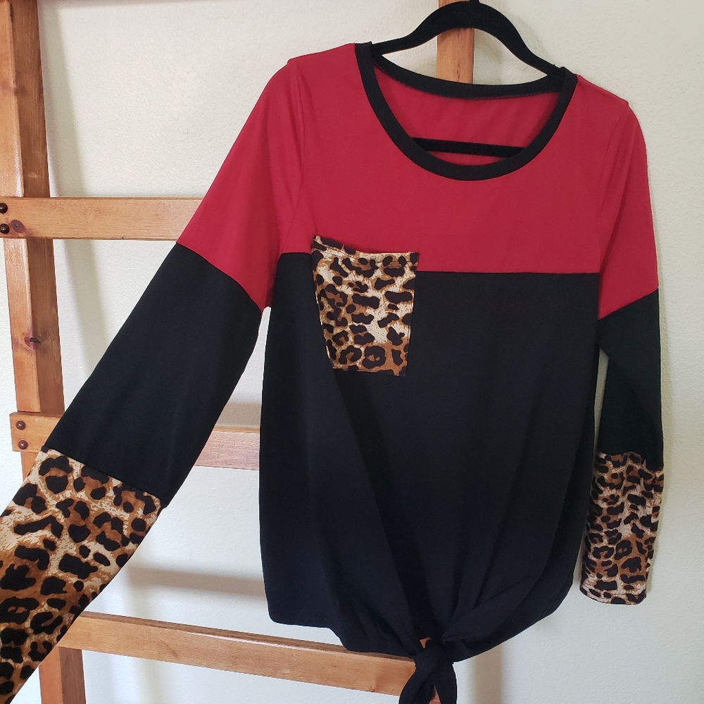 Leopard/Red/Black long sleeve